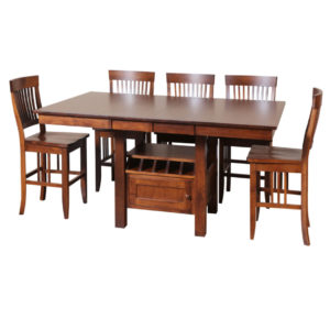 cafe gathering table, Dining room, dining room furniture, solid wood, solid oak, solid maple, custom, custom furniture, dining table, dining chair, made in Canada, Canadian made, pub table, bar table, storage, storage ideas