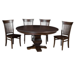 morgan round table, Dining room, dining room furniture, solid wood, solid oak, solid maple, custom, custom furniture, dining table, dining chair, made in Canada, Canadian made