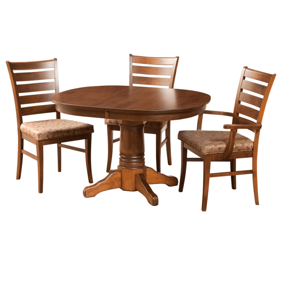 square round table, Dining room, dining room furniture, solid wood, solid oak, solid maple, custom, custom furniture, dining table, dining chair, made in Canada, Canadian made
