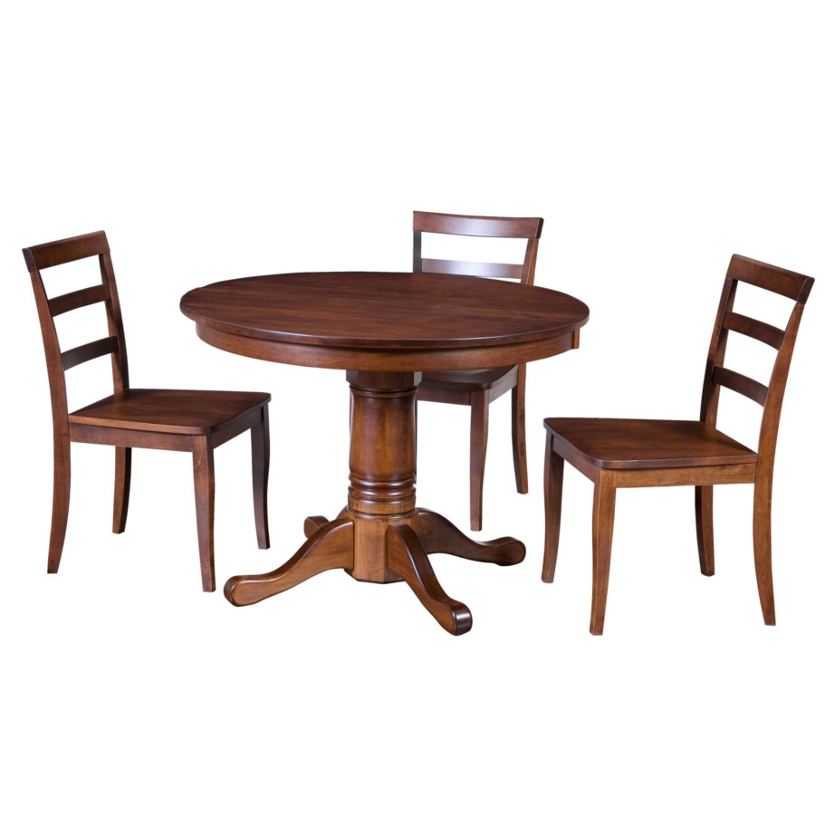 traditional round table, Dining room, dining room furniture, solid wood, solid oak, solid maple, custom, custom furniture, dining table, dining chair, made in Canada, Canadian made