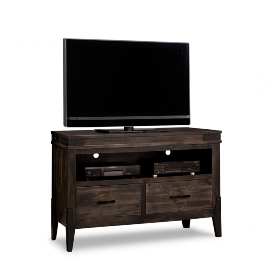 chattanooga 48 tv console, living room, living room furniture, console, tv console, tv, hdtv, storage, storage ideas, solid wood, made in Canada, Canadian made, maple, oak, cherry, solid maple, heritage maple, solid oak, solid cherry, rustic, rustic design, drawer, drawers, shelves, storage solutions, custom, custom furniture, entertainment