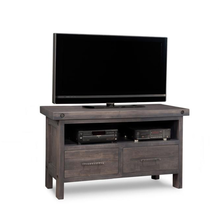 rafters 48 tv console, living room, living room furniture, console, tv console, tv, hdtv, storage, storage ideas, solid wood, made in Canada, Canadian made, maple, oak, cherry, solid maple, heritage maple, solid oak, solid cherry, rustic, rustic design, drawer, drawers, shelves, storage solutions, custom, custom furniture, entertainment