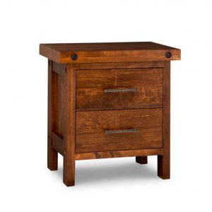 rafters night stand, Heritage maple, solid maple, solid wood, solid oak, end table, occasional furniture, rustic details, storage, drawer, organization, custom furniture, made in Canada, Canadian made, rustic furniture, chairside table, living room, living room furniture