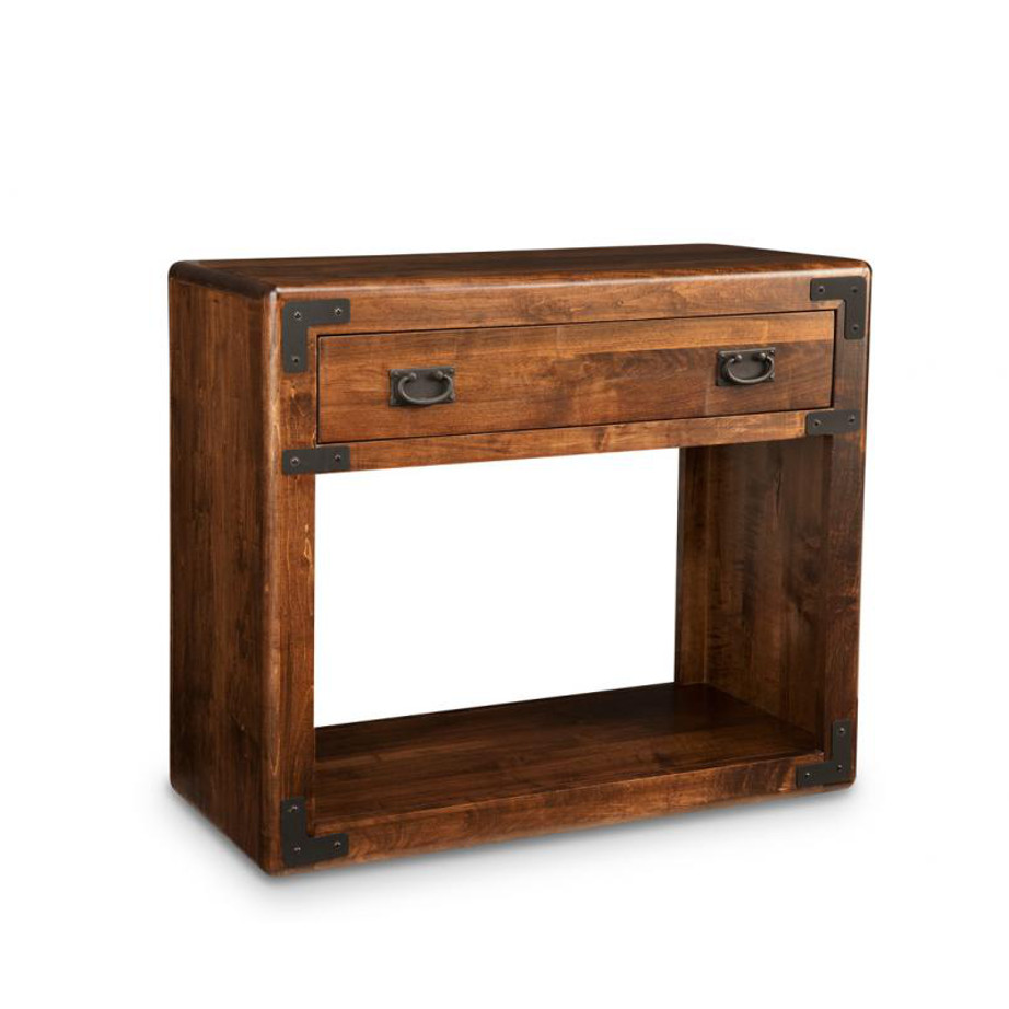living room, living room furniture, rustic maple, heritage maple, solid maple, solid oak, solid wood, made in canada, canadian made, custom furniture, customizable, storage ideas, storage, drawers, occasional, occasional furniture, sofa table