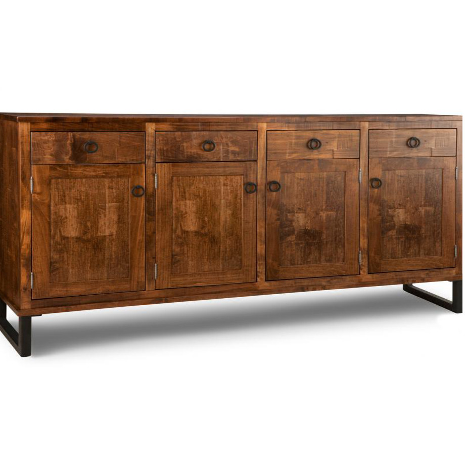 Cumberland large Sideboard,large sideboard, metal base legs, Rustic furniture, Home furnishing, Cumberland , dining furniture, customizable, choose your wood, made in Canada, handstone, solid wood furniture, dining room, contemporary ,custom cabinets ,distressed, cherry ,made to order ,modern, maple, oak ,solid wood.