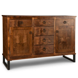 Cumberland Sideboard, sideboard, metal base legs, Rustic furniture, Home furnishing, Cumberland , dining furniture, customizable, choose your wood, made in Canada, handstone, solid wood furniture, dining room, contemporary ,custom cabinets ,distressed, cherry ,made to order ,modern, maple, oak ,solid wood.