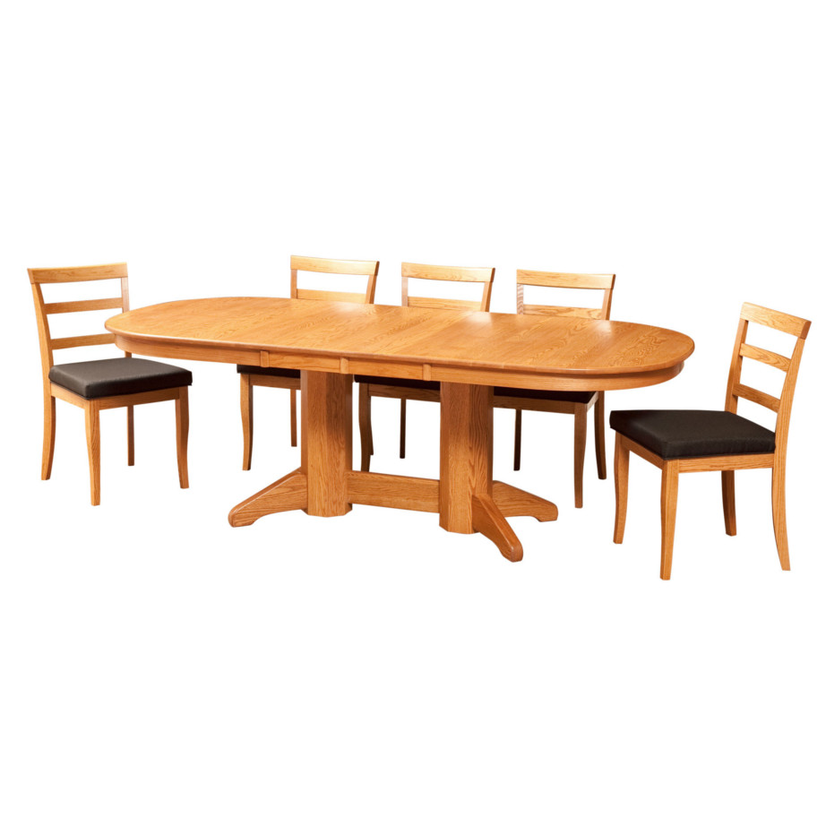 erickson oval trestle table, Dining room, dining room furniture, solid wood, solid oak, solid maple, custom, custom furniture, dining table, dining chair, made in Canada, Canadian made