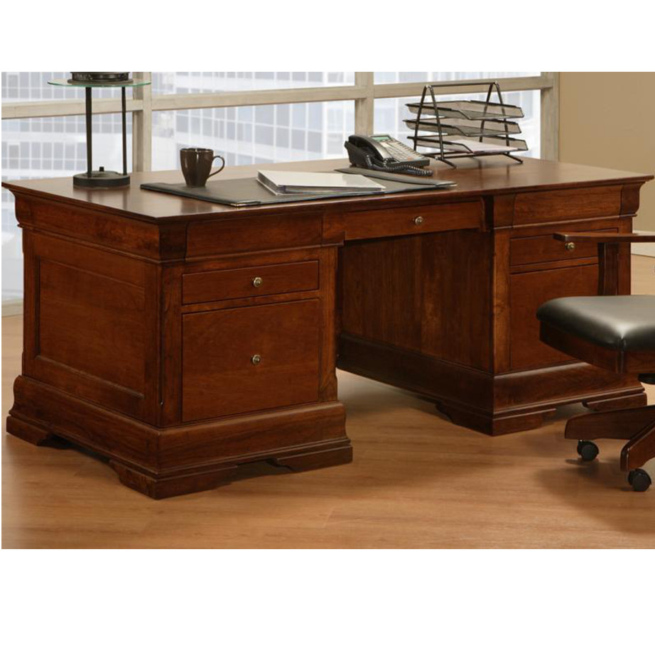 Home Office, Desks, cherry, computer, distressed, made in canada, maple, oak, rustic, solid wood, workstation, office ideas, classic, storage ideas, hand stone, Phillipe Executive Desk, Executive Desk