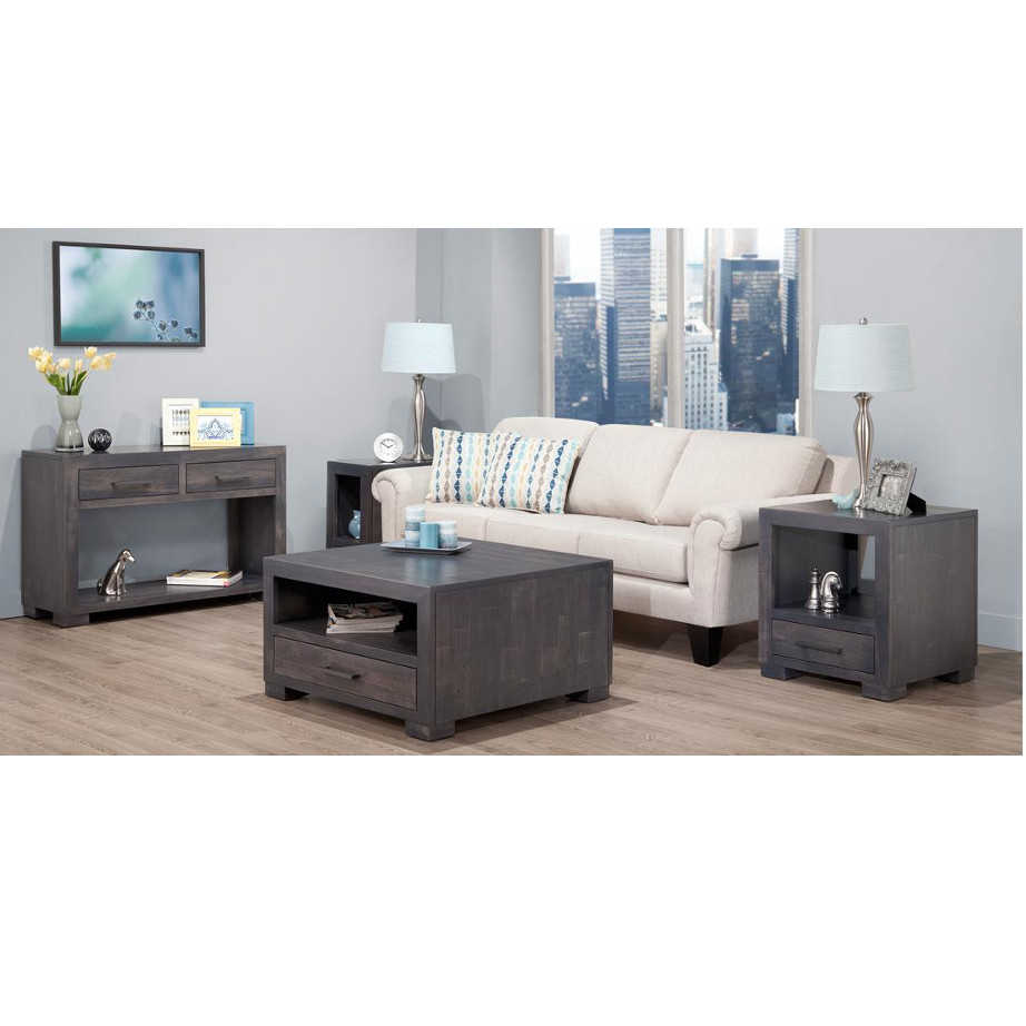Living Room, Occasional, End Table, Accents, Accent Furniture, made in canada, maple, oak, rustic, side table, solid wood, living room ideas, simple, unique, custom, custom furniture, coffee table, end table, sofa table, steel city, collection