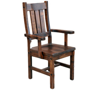 timber arm chair, solid wood dining chair, rustic dining chair, canadian made dining chair, timber arm chair