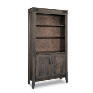 chattanooga bookcase, handstone, solid wood, rustic wood, made in canada, canadian made, shelf, shelving, book shelf, storage, doors, office furniture, metal accents