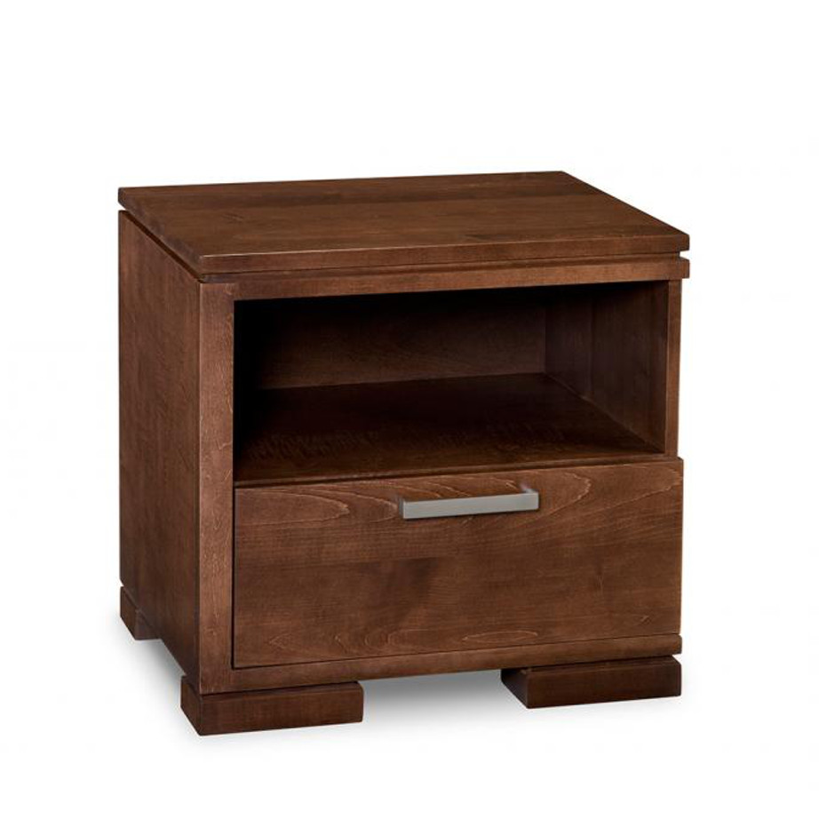 cordova 1 drawer night stand, handstone, solid wood, rustic wood, modern, urban, contemporary, maple, cherry, oak, solid wood, made in canada, canadian made, master bedroom, drawers, storage