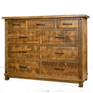 solid wood dresser, rustic furniture, made in canada, canadian made, custom dresser, hand crafted, ruff sawn, distressed wood finish, adirondack dresser