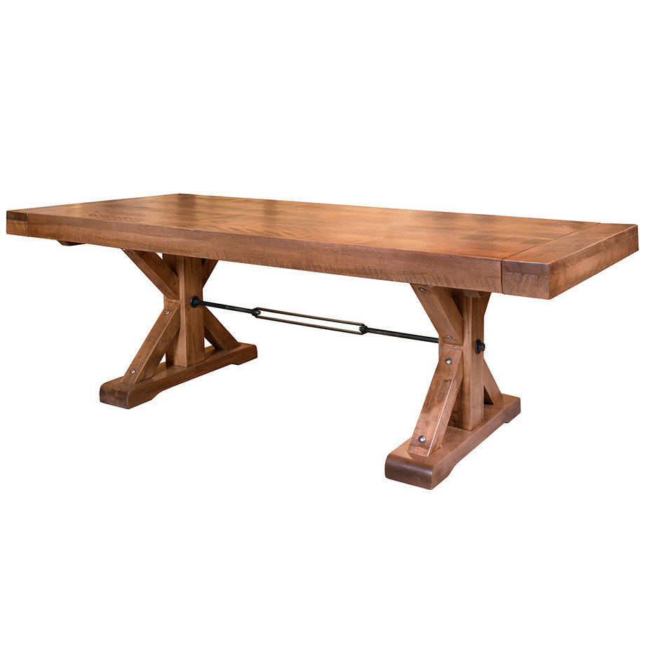 shore table, ruff sawn, solid wood table, trestle table, leaf table, rustic table, canadian made, solid wood furniture, amish table, rustic wood table, solid maple, ruff sawn maple