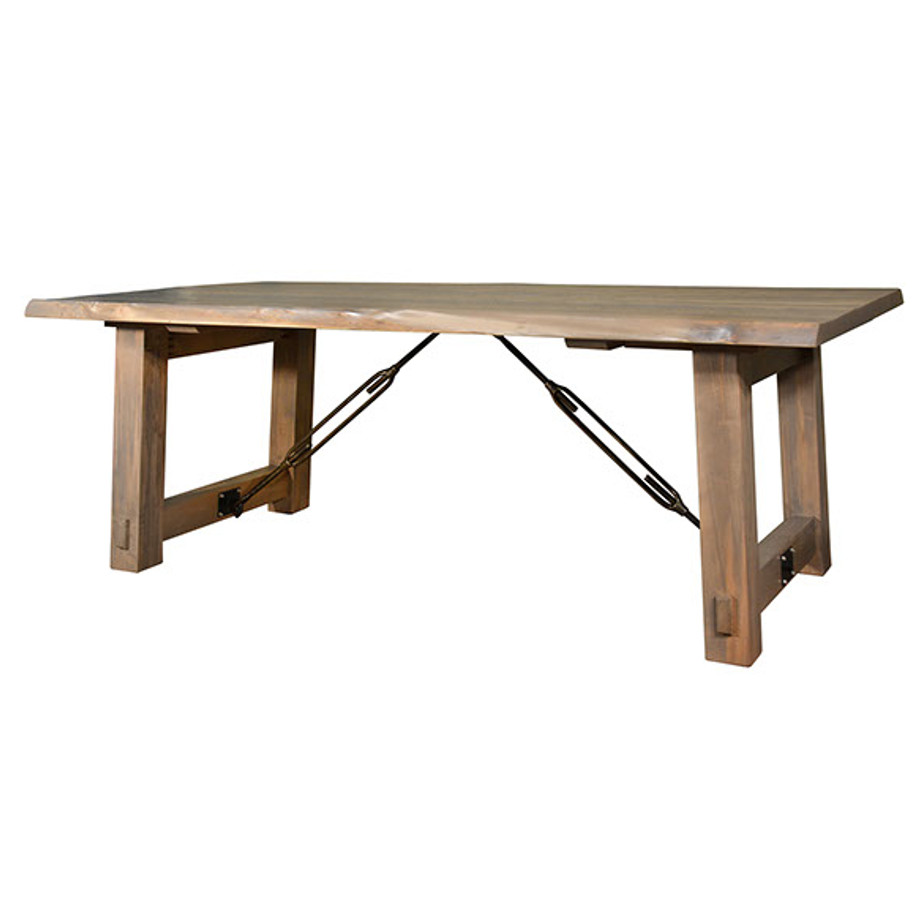 Benchmark live edge table, rustic table, solid wood table, Canadian made table, farmhouse table, distressed table