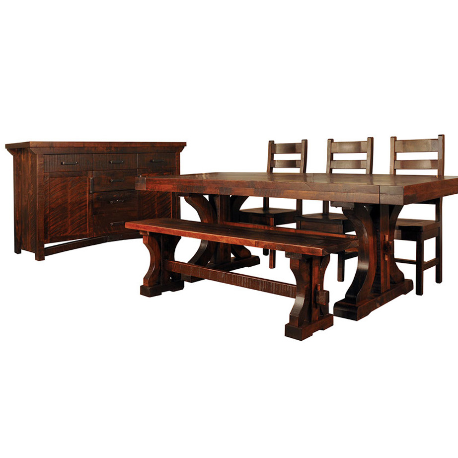 solid wood dining room rustic carlisle dining room, solid wood table, custom dining table, solid wood chairs, canadian made dining room