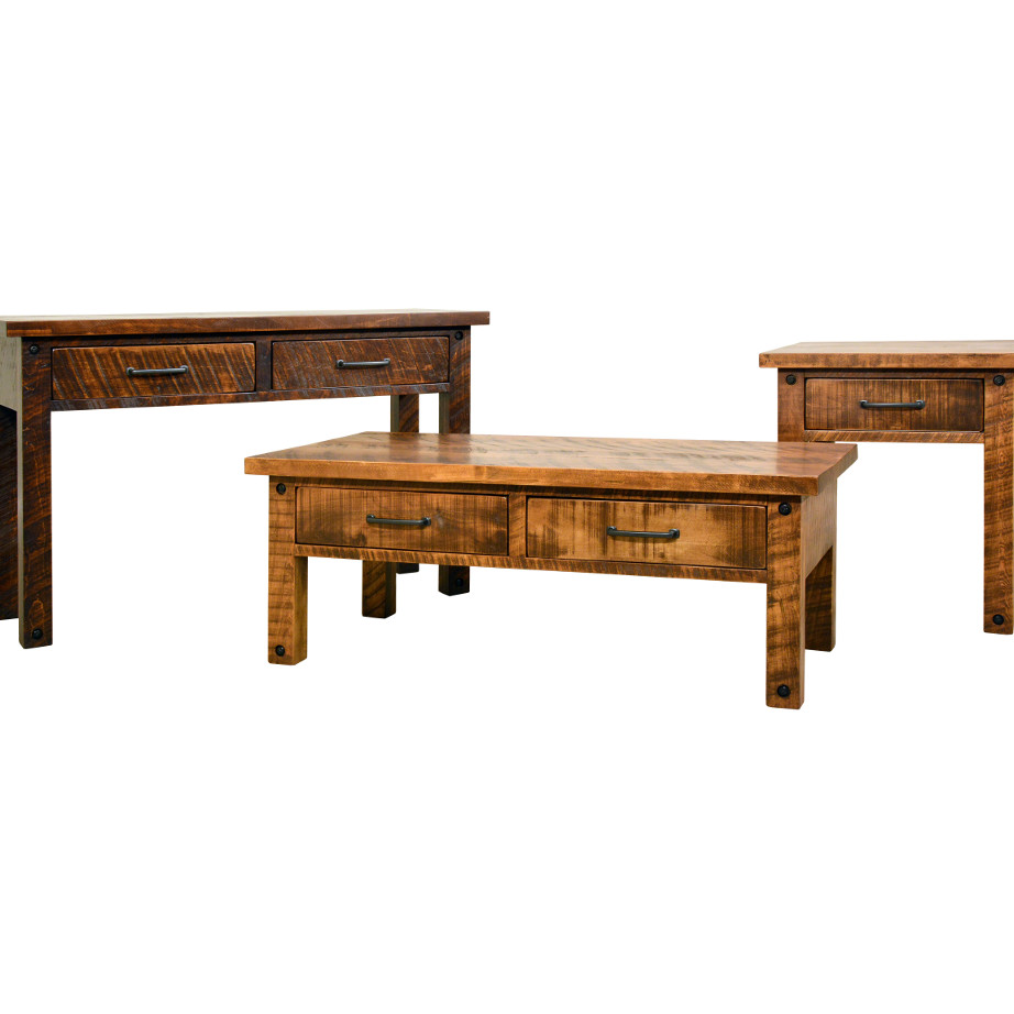 coffee table, solid wood, rustic maple, ruff sawn, modern, urban, contemporary, adirondack coffee table, adirondack end table, adirondack sofa table