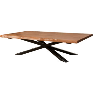 coffee table, solid wood, rustic maple, ruff sawn, modern, urban, contemporary, live edge, metal base, hedgehog live edge coffee table